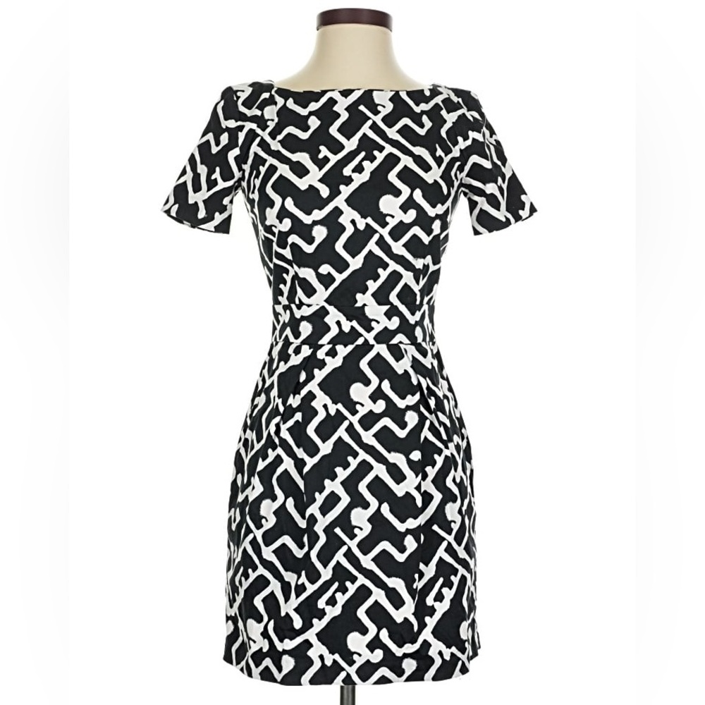 French Connection Black and White Geometric Mini Dress